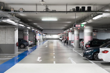 Underground car parking, Ground floor for car parking, Concrete skeleton for parking cars - 164102274