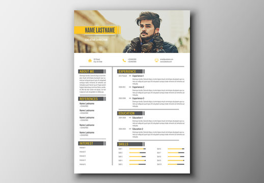 Resume Layout with Orange and Gray Accents 1