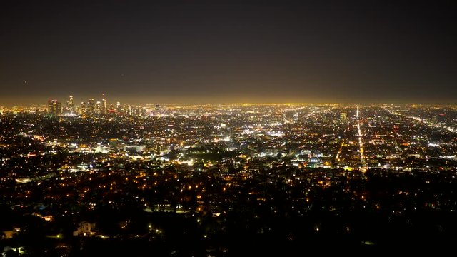 Los Angeles by night - famous view from Griffith Observatory