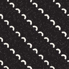 Hand drawn black and white ink abstract seamless pattern. Vector stylish texture. Monochrome geometric shappes paint brush lines