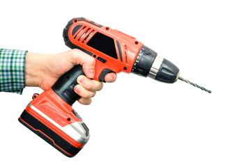 Hand holds driller or cordless