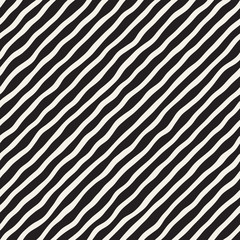 Seamless pattern with hand drawn waves. Abstract background with wavy brush strokes. Black and white freehand lines texture.