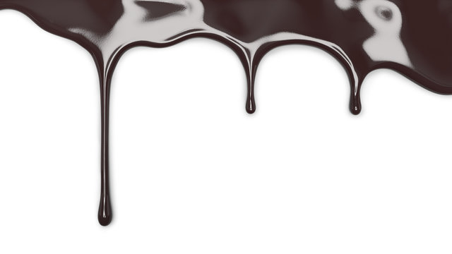 dark chocolate pouring isolated, 3d illustration