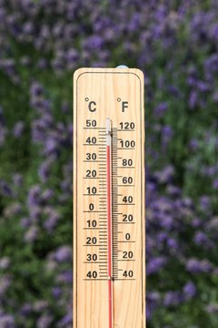 Thermometer on the summer heat with hot temperature