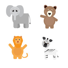 Set of cute animals on a white background, Vector illustration