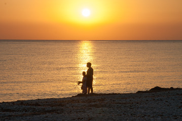 Obraz premium Sunset on the beach of Denia. 