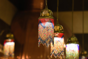 The hanging lamps in the middle East style decoration hanging bead strands