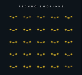 Set techno emotions to create characters. Emoji for Web.