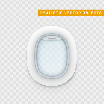 Realistic portholes of airplane. White window aircraft vector illustration