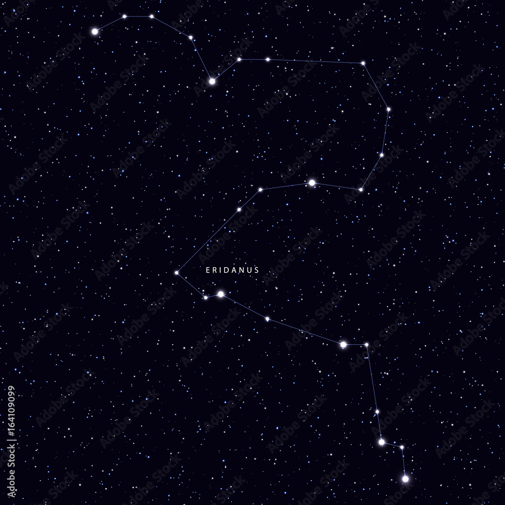 Wall mural sky map with the name of the stars and constellations. astronomical symbol constellation eridanus