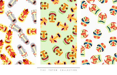 Pattern Tiki Totem in flat style vector illustration.