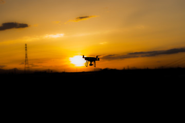 Fototapeta na wymiar Drone flying in the evening 