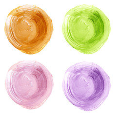 Set of colorful acrylic pastel circles isolated on white.