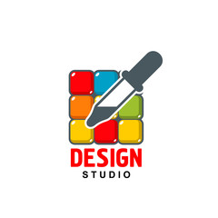 Vector design studio icon of dropper on color palette