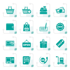 Stylized shopping and retail icons - vector icon set