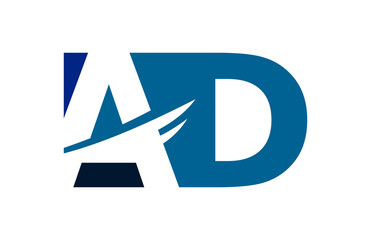 AD Negative Space Square Swoosh Letter Logo