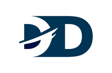 DD Negative Space Square Swoosh Letter Logo