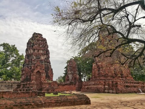 The Old Buddhist Temple Wat Mahathat, Ayutthaya Historical Park, Ayutthaya, Thailand