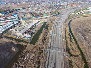 Top view of the railway and the surrounding area.