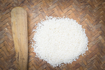 Rice with Threshing Basket Background.