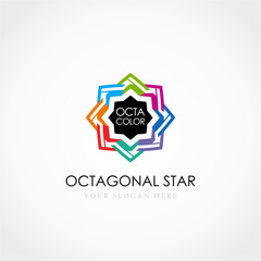 Octagonal Star Logo, Flower colorful logo