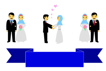 Set Bride Couple Muslim and Muslimah (Islam People) 