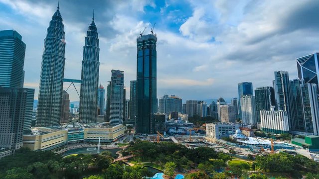 Kuala Lumpur Cityscape Landmark Travel Place Of Malaysia 4K Time Lapse (tilt up)
