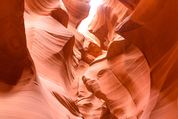 Lower Antelope Canyon - located on Navajo land near Page, Arizona, USA - beautiful colored rock formation in slot canyon in the American Southwest