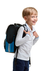 Cheerful boy with schoolbag