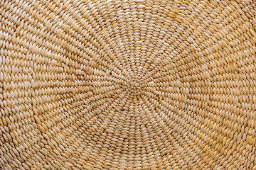 wall table in the reception room made from water hyacinth