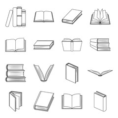 Books set icons in line style. Big collection of books vector symbol stock illustration - 164118808