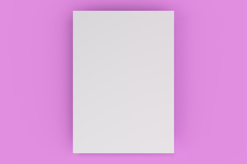 Blank white flyer mockup on violet background