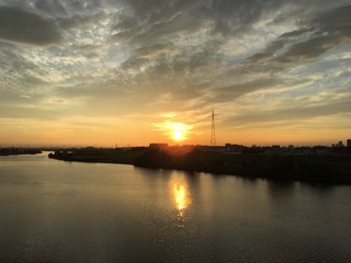 東京、戸田橋よりの夕陽