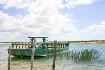 Boat resting on a lake