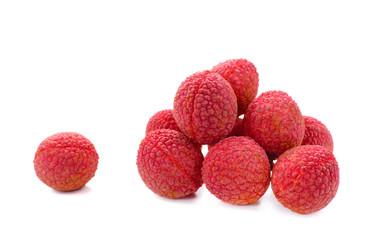 Fresh lychees (Litchi chinensis) isolated on white