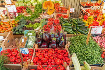 Great variety of vegetables for sale at a market