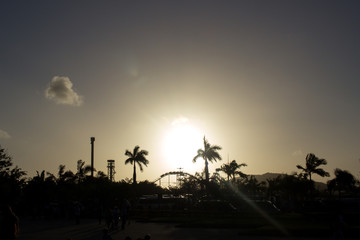 Sunset and theme park silhouette