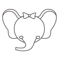 sketch silhouette caricature of faceless female elephant with bow lace vector illustration