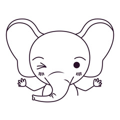 sketch silhouette caricature of half body cute elephant wink eye expression vector illustration