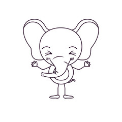 sketch silhouette caricature of cute elephant smiling expression with eyes closed vector illustration