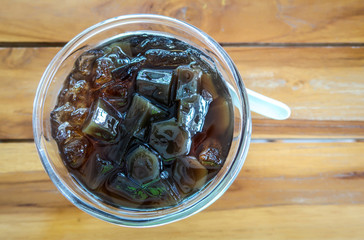 Grass jelly, Thai dessert on wood background