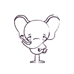 blurred silhouette caricature of cute elephant greeting expression with one hand up vector illustration