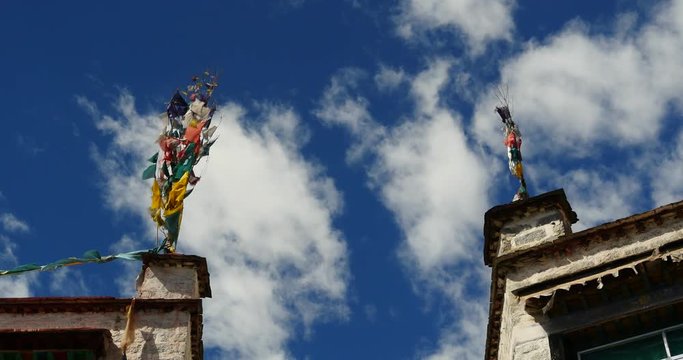 4k famous barkhor street building in lhasa,tibet.