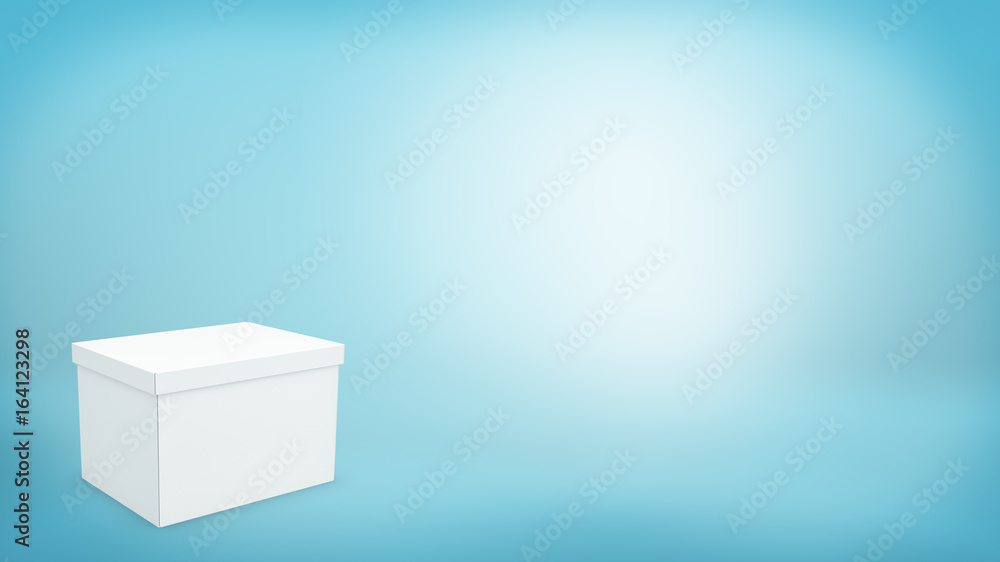 Aufkleber 3d rendering of a white rectangle box with a closed lid on blue background.