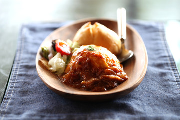 オムハヤシとパン／Hash and ricev