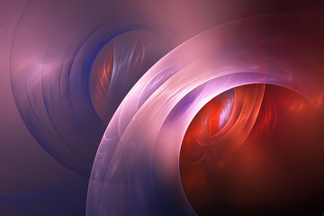 Abstract red, blue and pink swirly lines. Fantasy fractal background. Psychedelic digital art. 3D rendering.