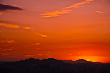 South Korea, sunset in beautiful Seoul.