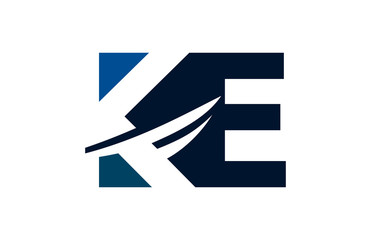 KE Negative Space Square Swoosh Letter Logo