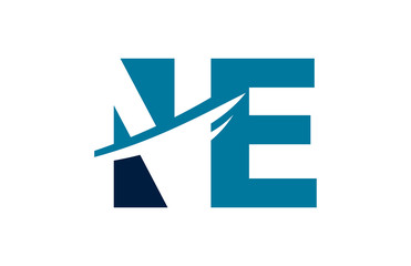 NE Negative Space Square Swoosh Letter Logo