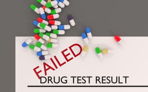 Drug testing result failed 3d illustration